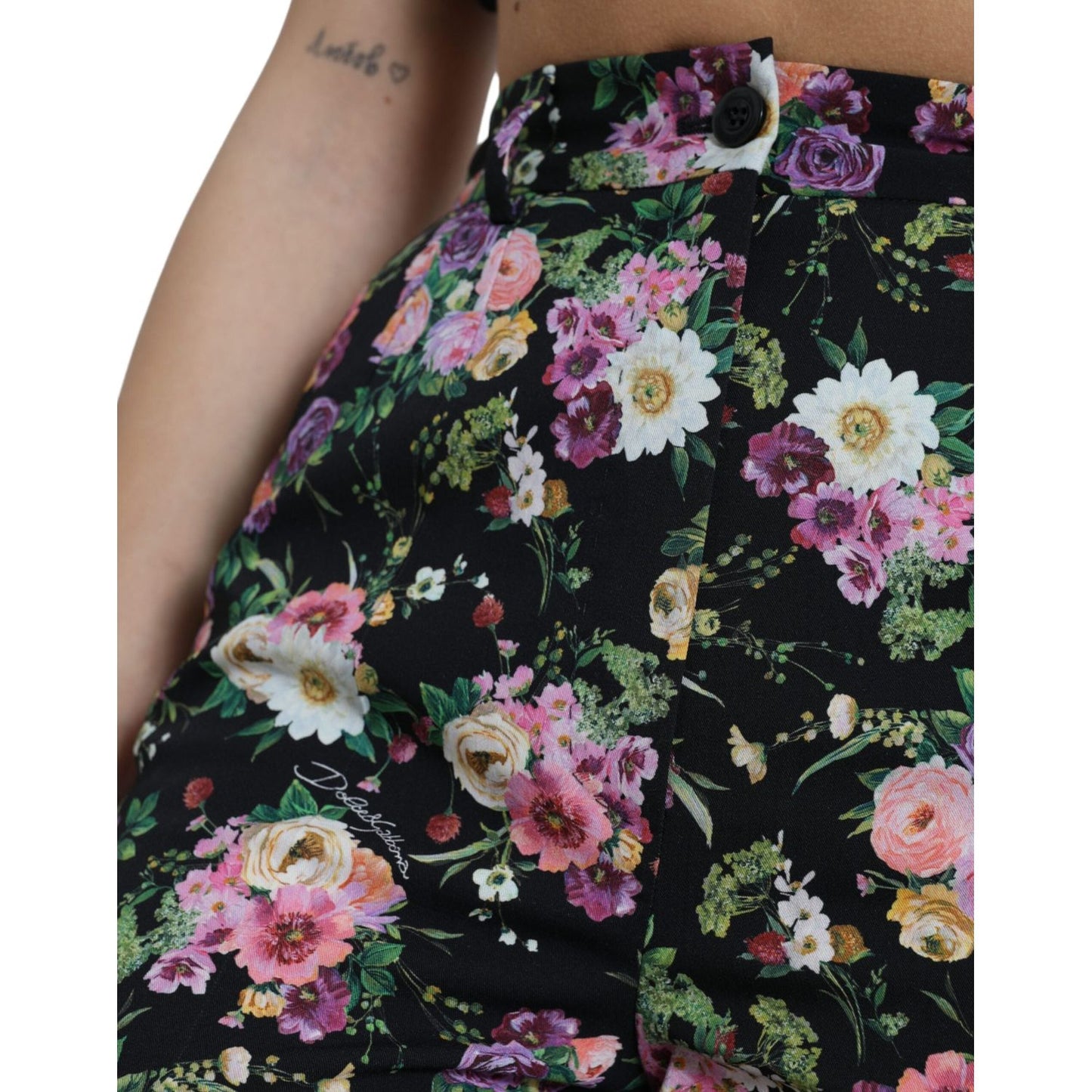 Dolce & Gabbana Floral High Waist Wide Leg Pants Dolce & Gabbana Rosy Brown