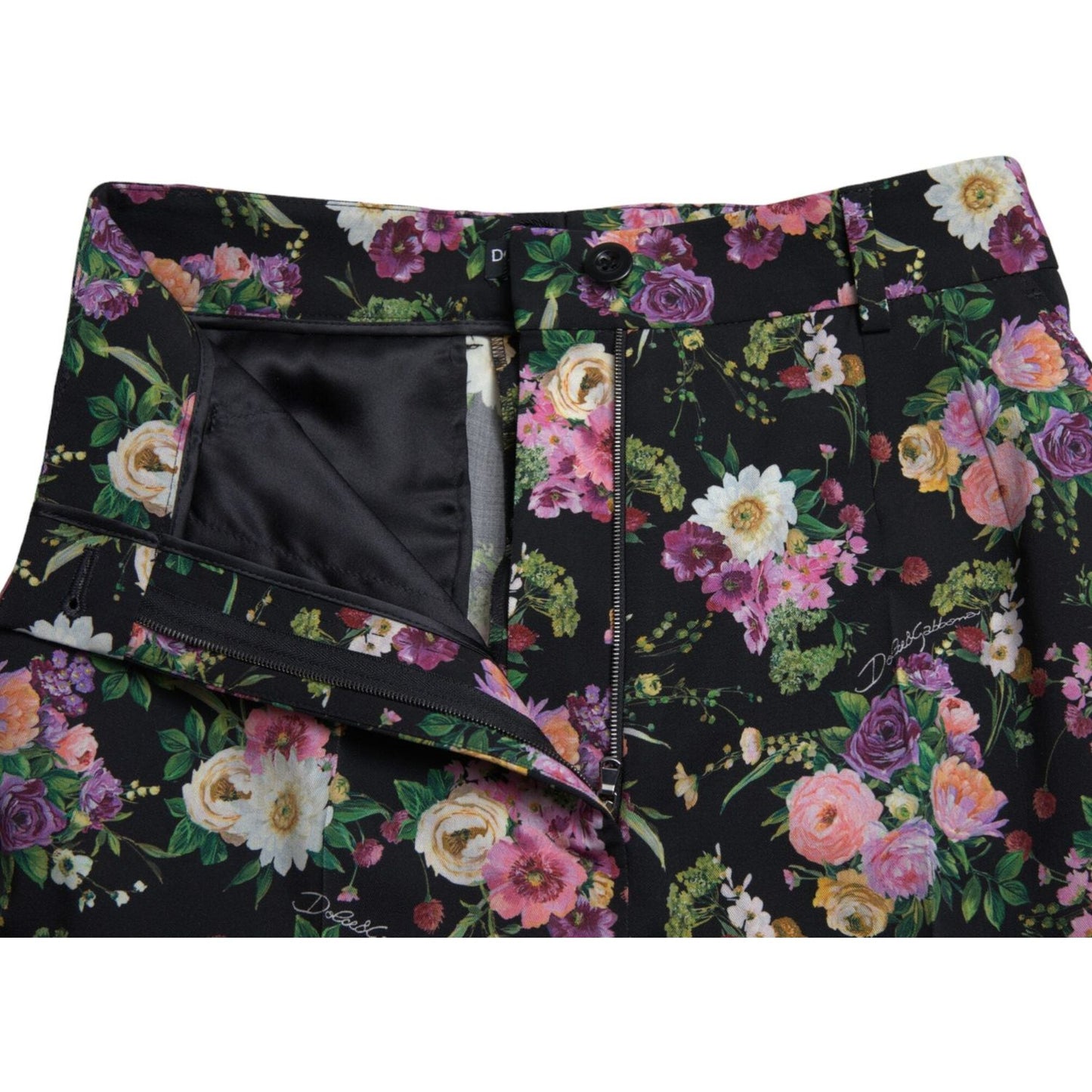 Dolce & Gabbana Floral High Waist Wide Leg Pants Dolce & Gabbana Dark Slate Gray