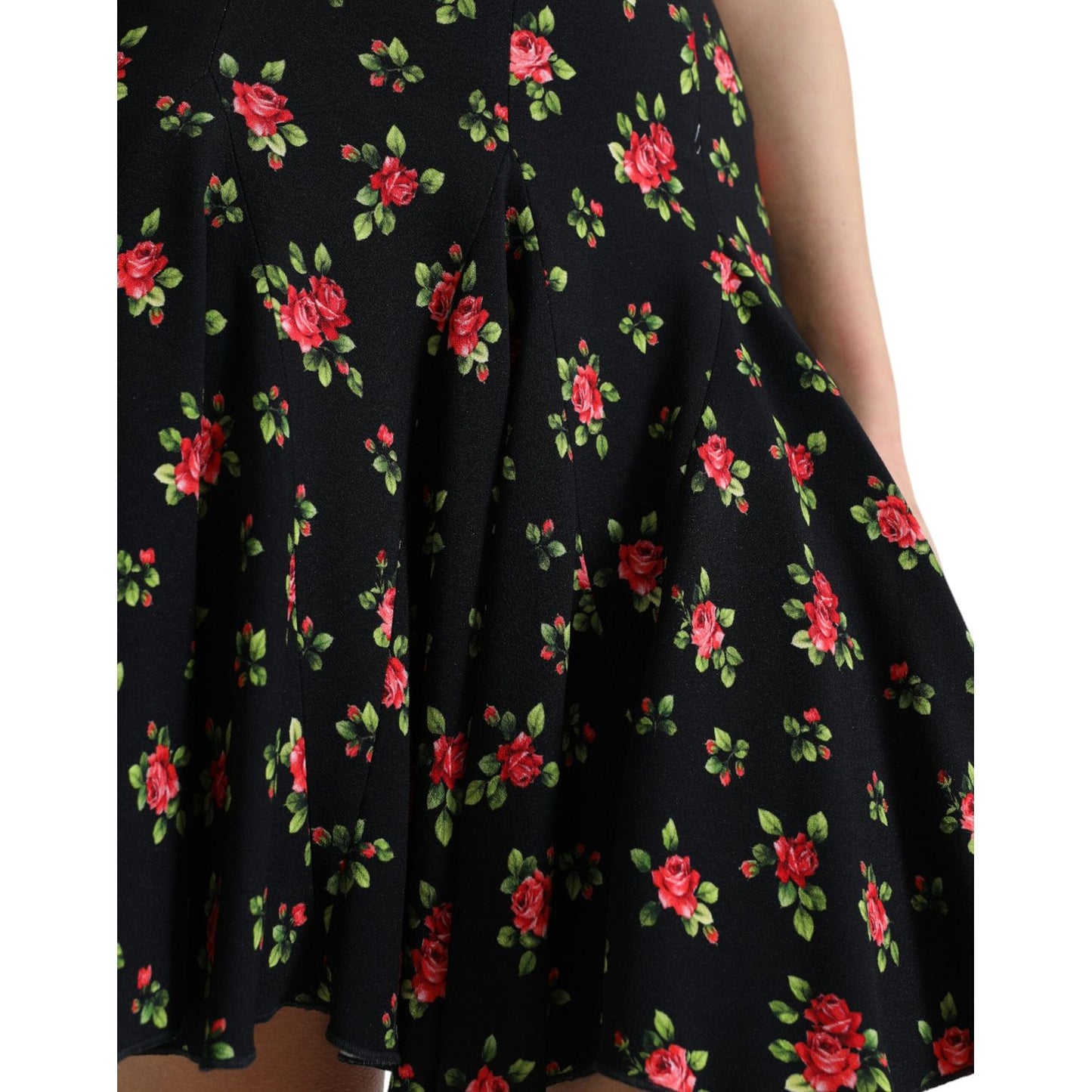 Dolce & Gabbana Floral A-Line Mini Skirt with High Waist Dolce & Gabbana Black