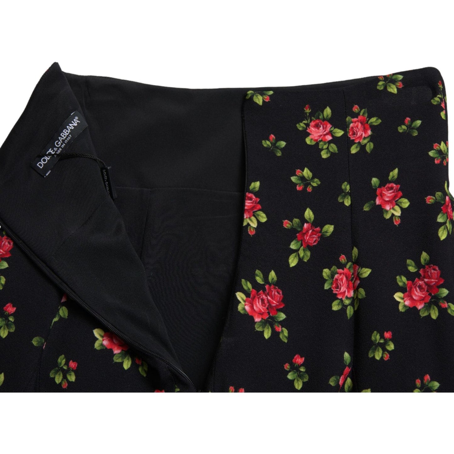 Dolce & Gabbana Floral A-Line Mini Skirt with High Waist Dolce & Gabbana Black