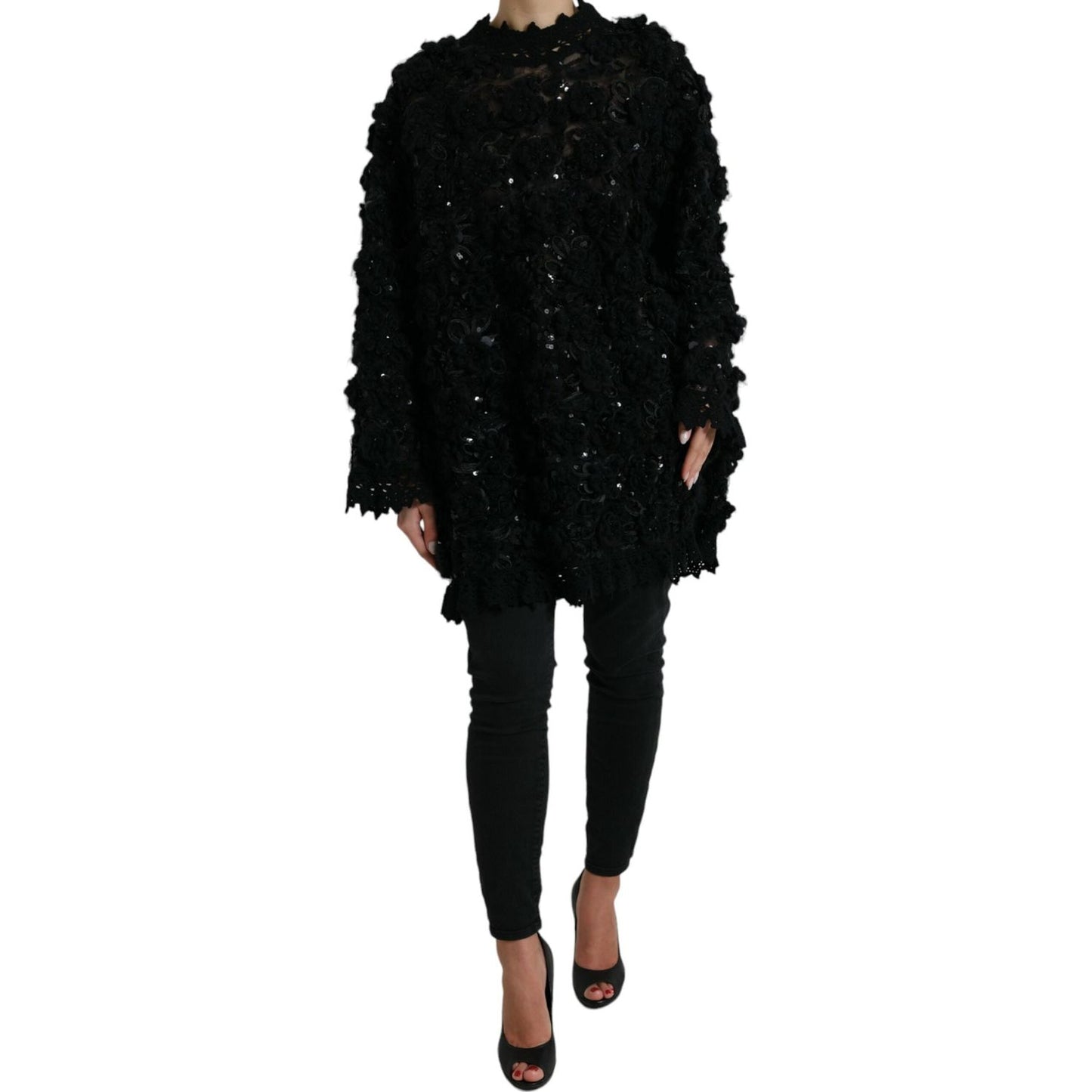 Dolce & Gabbana Sequin Embellished Black Pullover Dolce & Gabbana Black