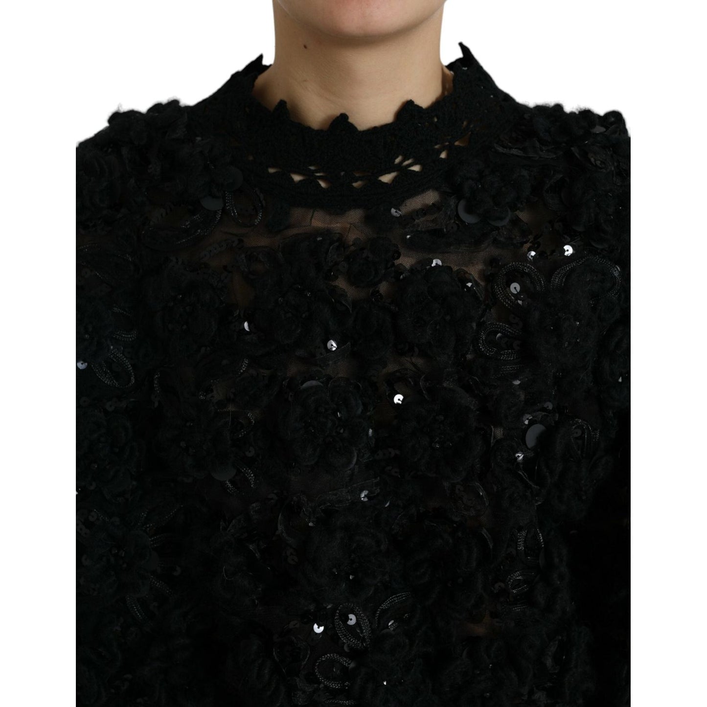 Dolce & Gabbana Sequin Embellished Black Pullover Dolce & Gabbana Black