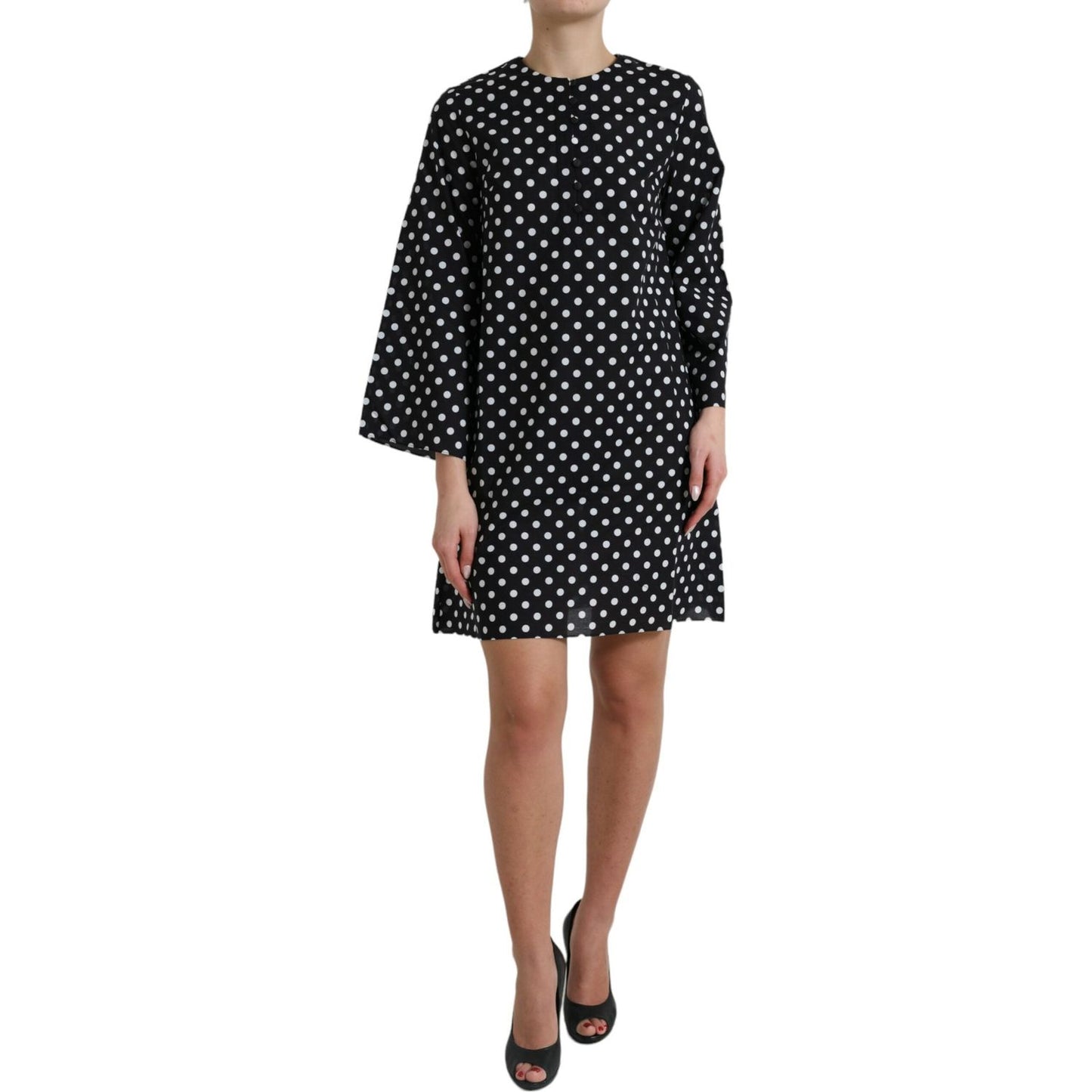 Dolce & Gabbana Elegant Polka Dot Shift Mini Dress Dolce & Gabbana Dark Slate Gray