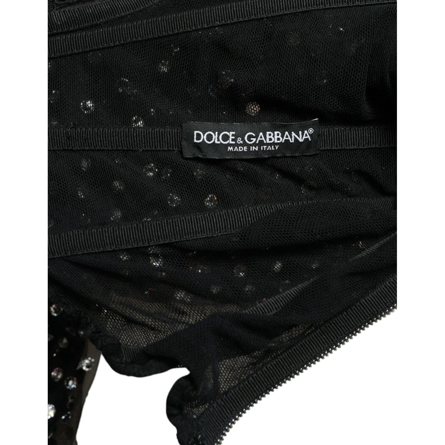 Dolce & Gabbana Elegant Crystal-Embellished Long Black Dress Dolce & Gabbana Black