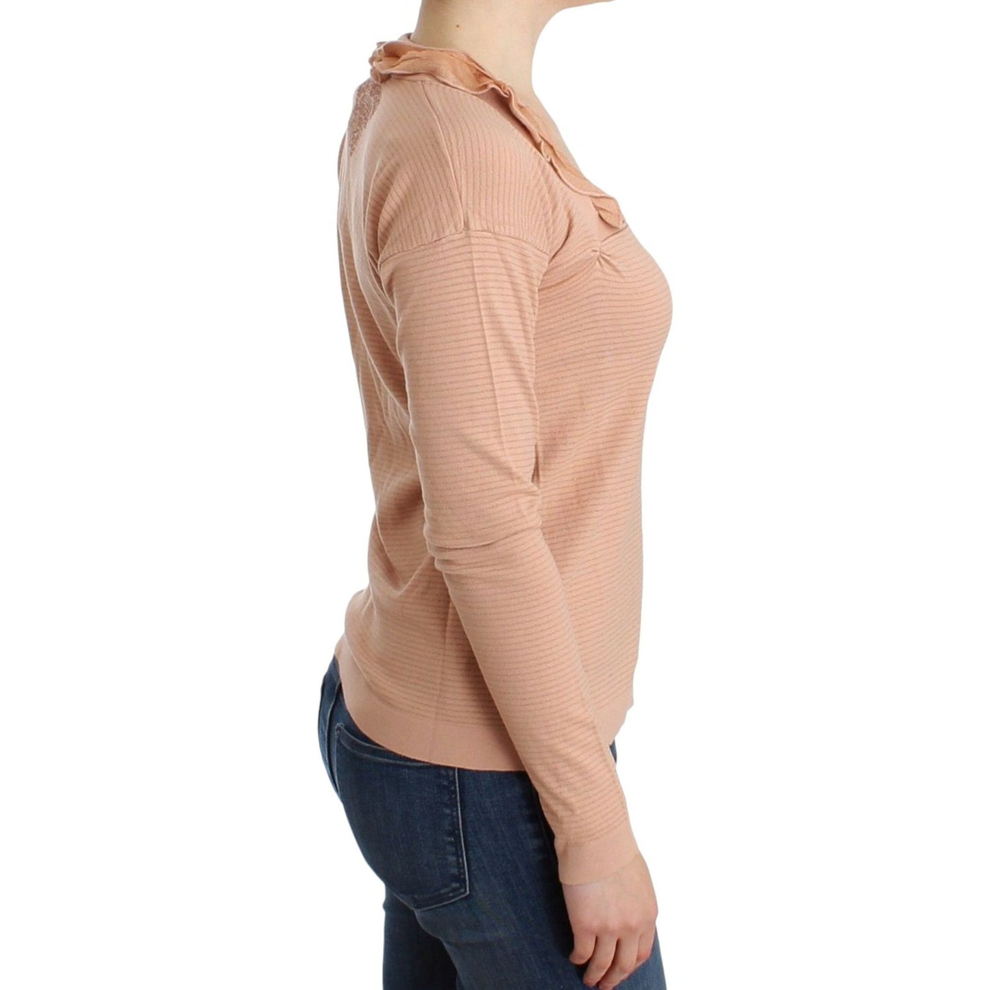 Ermanno Scervino Chic Striped Wool Blend Orange Sweater Ermanno Scervino Tan