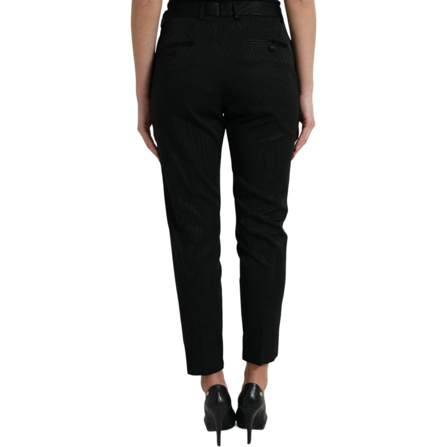 Dolce & Gabbana Elegant High-Waist Tapered Cropped Pants Dolce & Gabbana Black