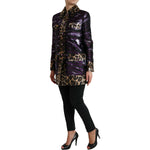 Dolce & Gabbana Purple Lamé Jacquard Tiger Print Coat Jacket JKT3716-36