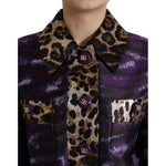 Dolce & Gabbana Purple Lamé Jacquard Tiger Print Coat Jacket JKT3716-36
