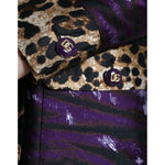 Dolce & Gabbana Purple Lamé Jacquard Tiger Print Coat Jacket JKT3716-36