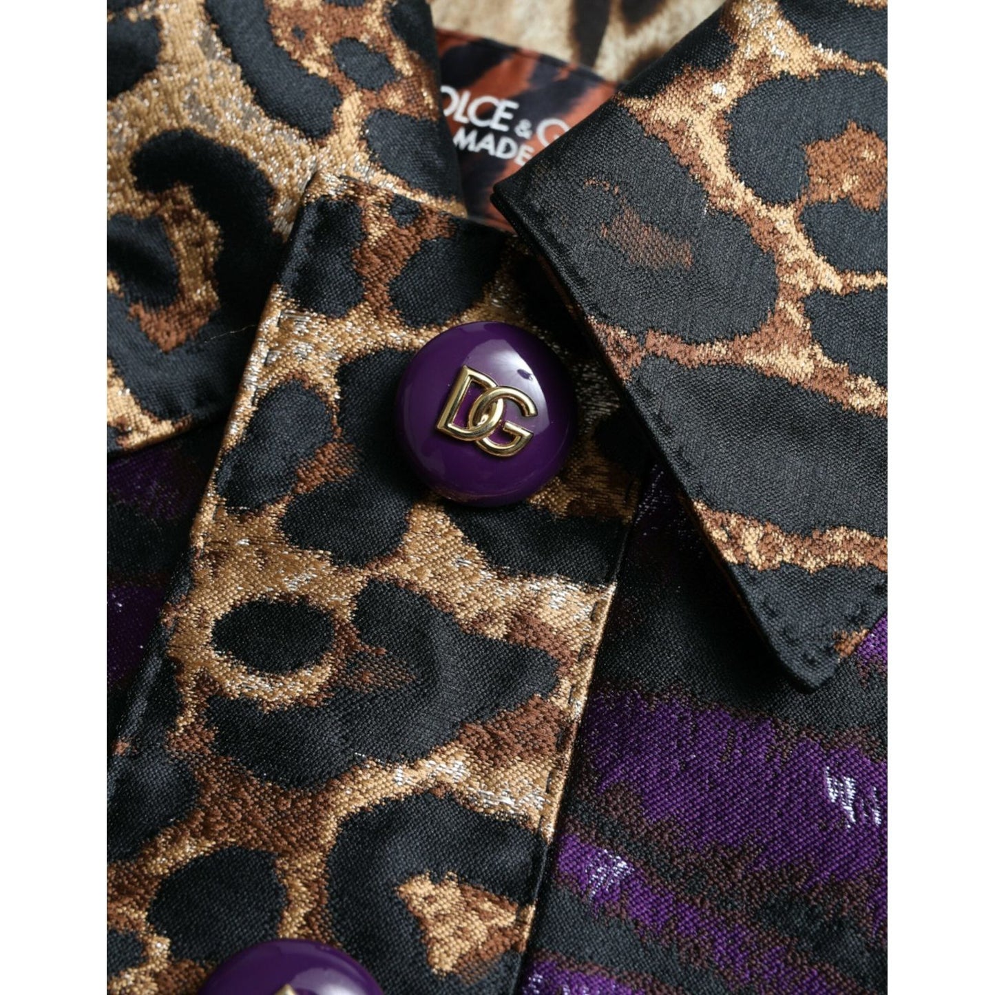 Dolce & Gabbana Purple Lamé Jacquard Tiger Print Coat Jacket JKT3716-36