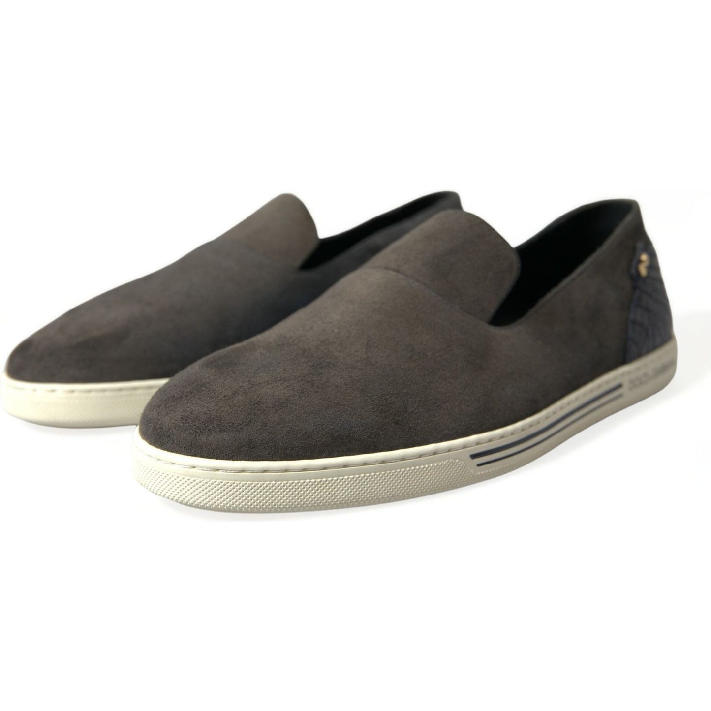 Dolce & Gabbana Elegant Blue Suede & Crocodile Slippers Dolce & Gabbana Dark Slate Gray