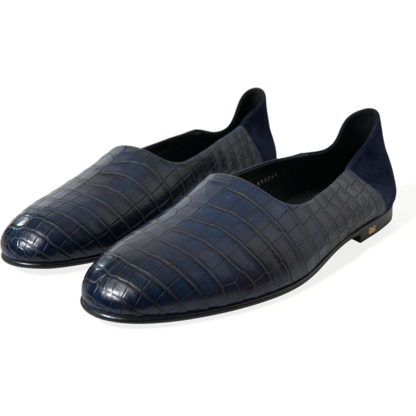 Dolce & Gabbana Elegant Blue Crocodile Leather Loafers Dolce & Gabbana Dark Slate Gray