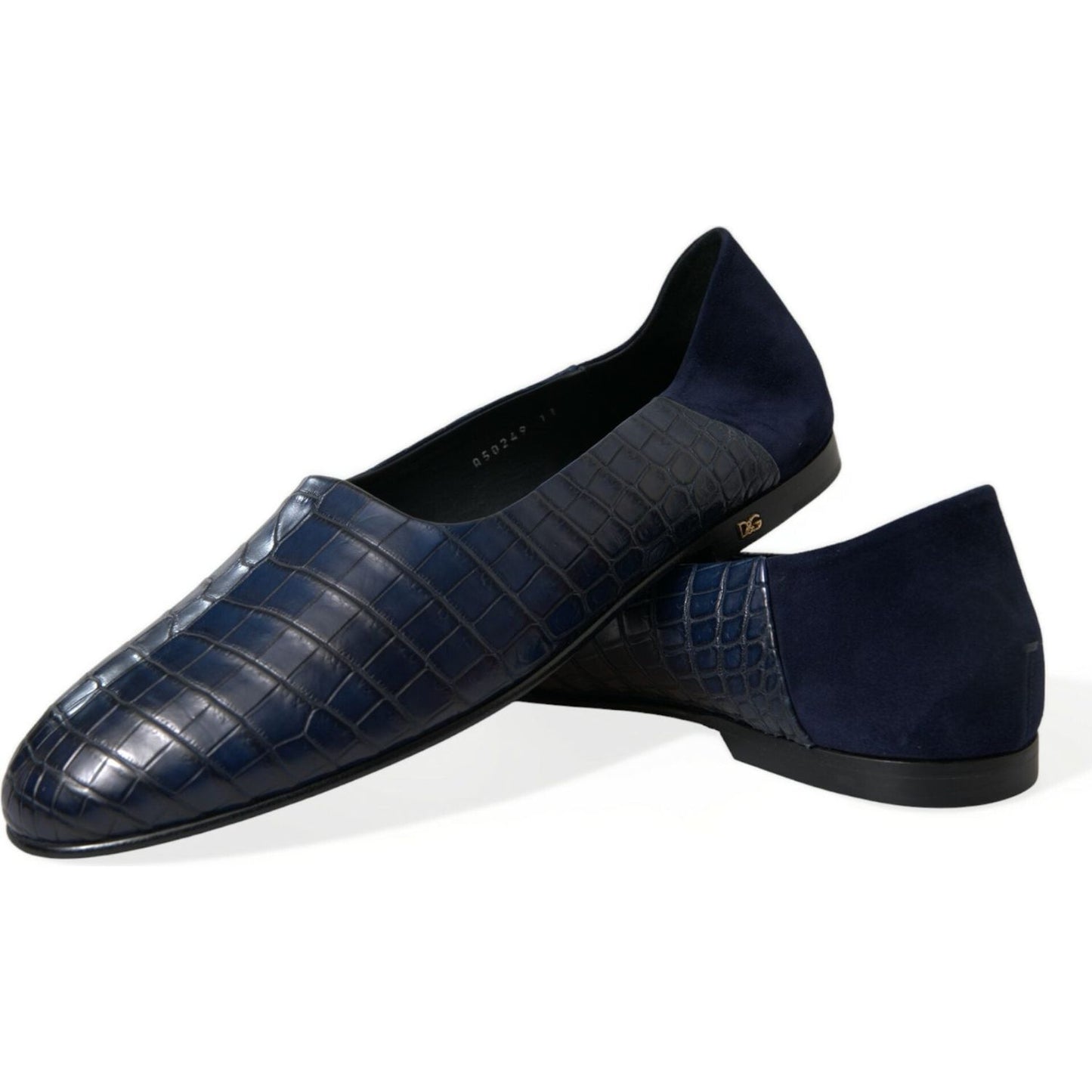 Dolce & Gabbana Elegant Blue Crocodile Leather Loafers Dolce & Gabbana Black