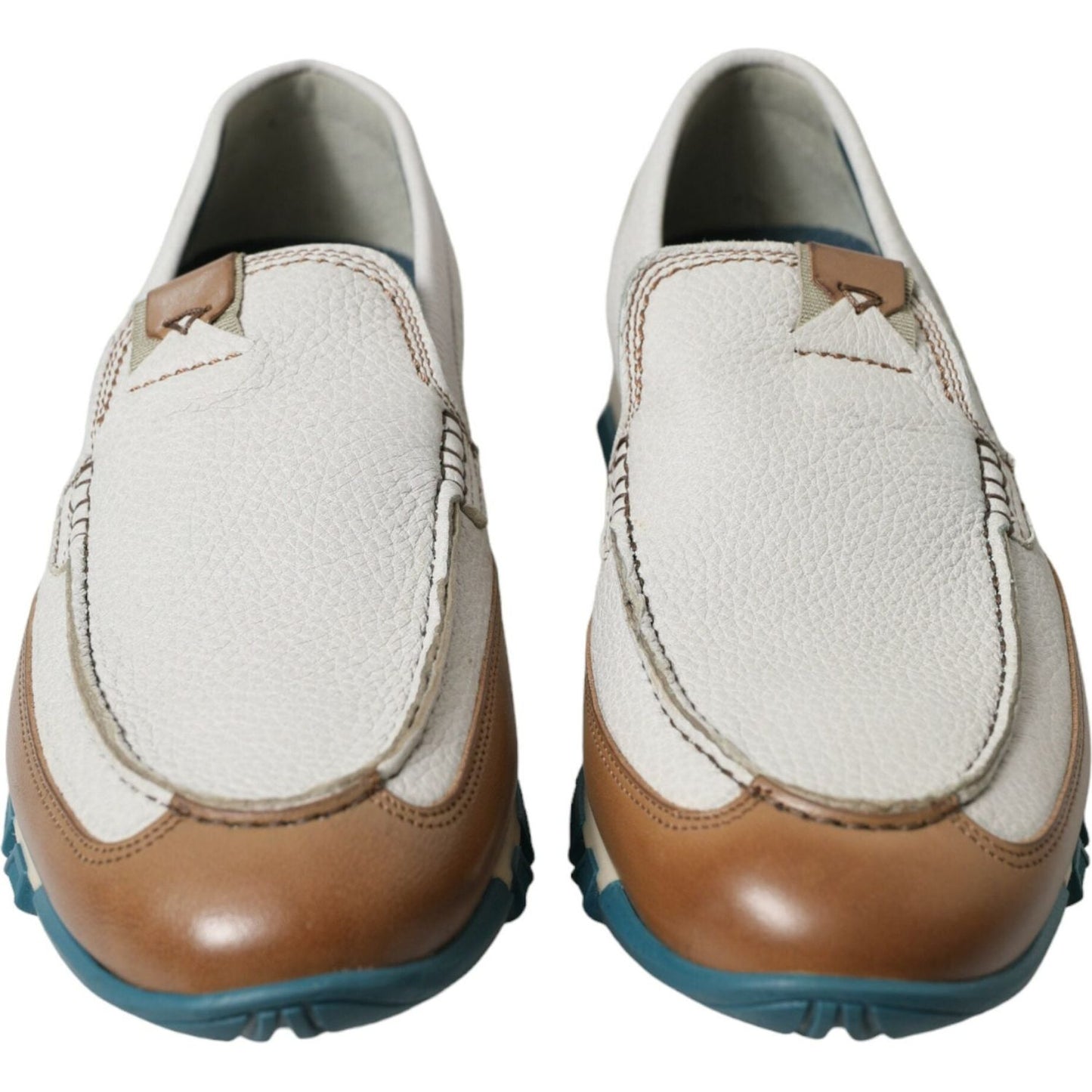 Dolce & Gabbana Elegant White Deerskin Loafers Dolce & Gabbana Gray
