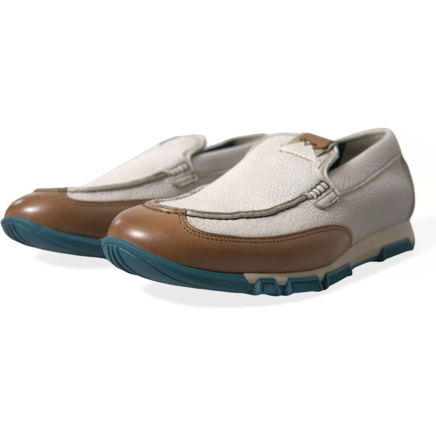 Dolce & Gabbana Elegant White Deerskin Loafers Dolce & Gabbana Dark Gray