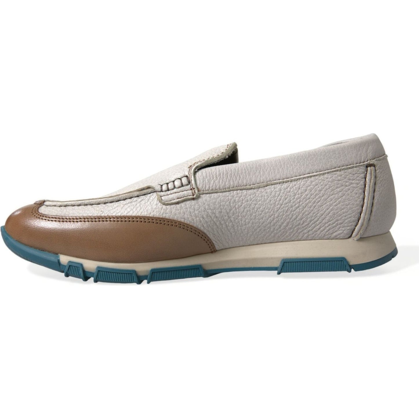 Dolce & Gabbana Elegant White Deerskin Loafers Dolce & Gabbana Dark Gray