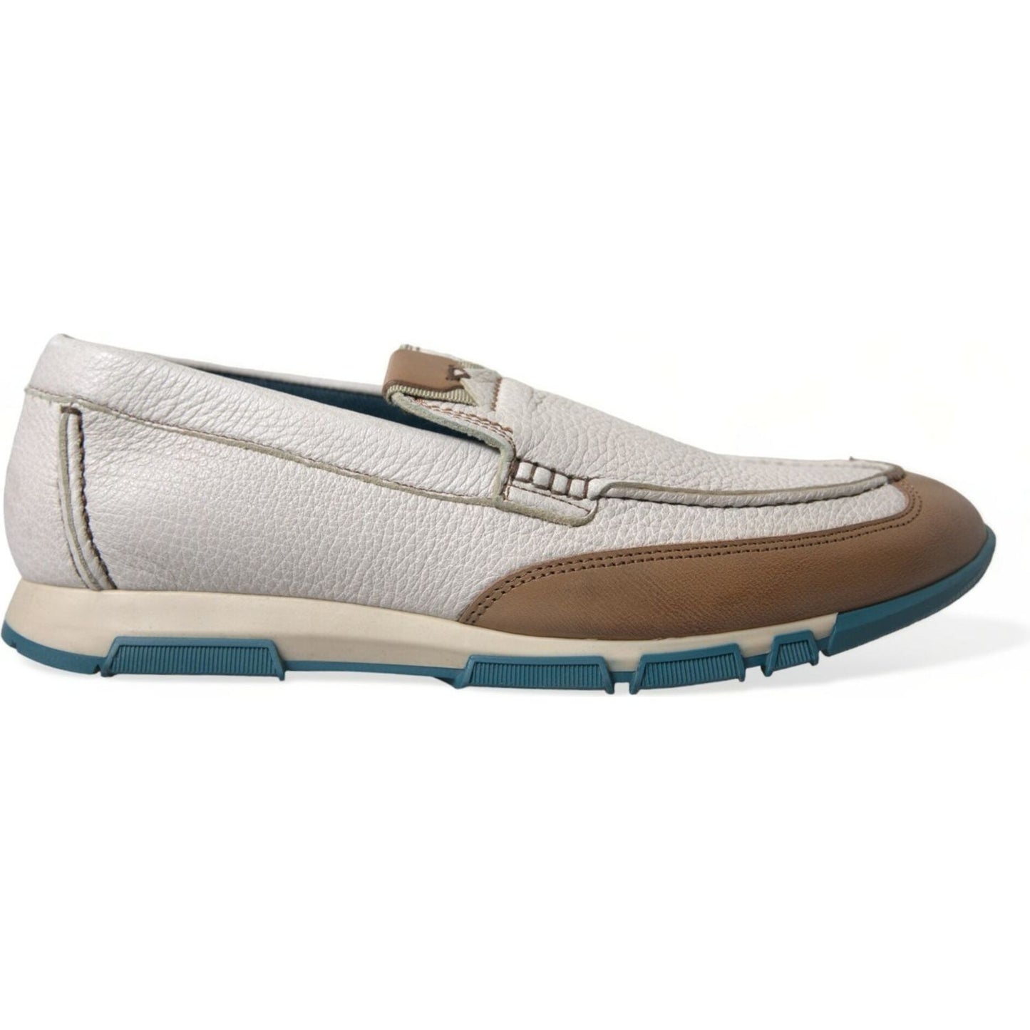 Dolce & Gabbana Elegant White Deerskin Loafers Dolce & Gabbana Gray