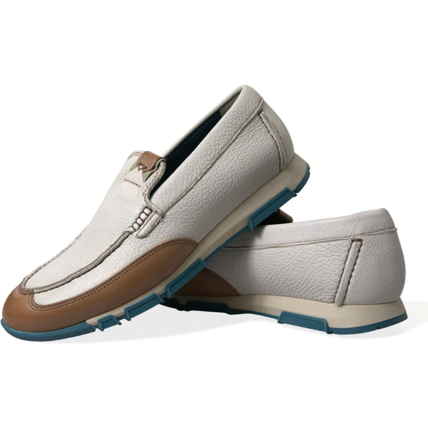 Dolce & Gabbana Elegant White Deerskin Loafers Dolce & Gabbana Gray