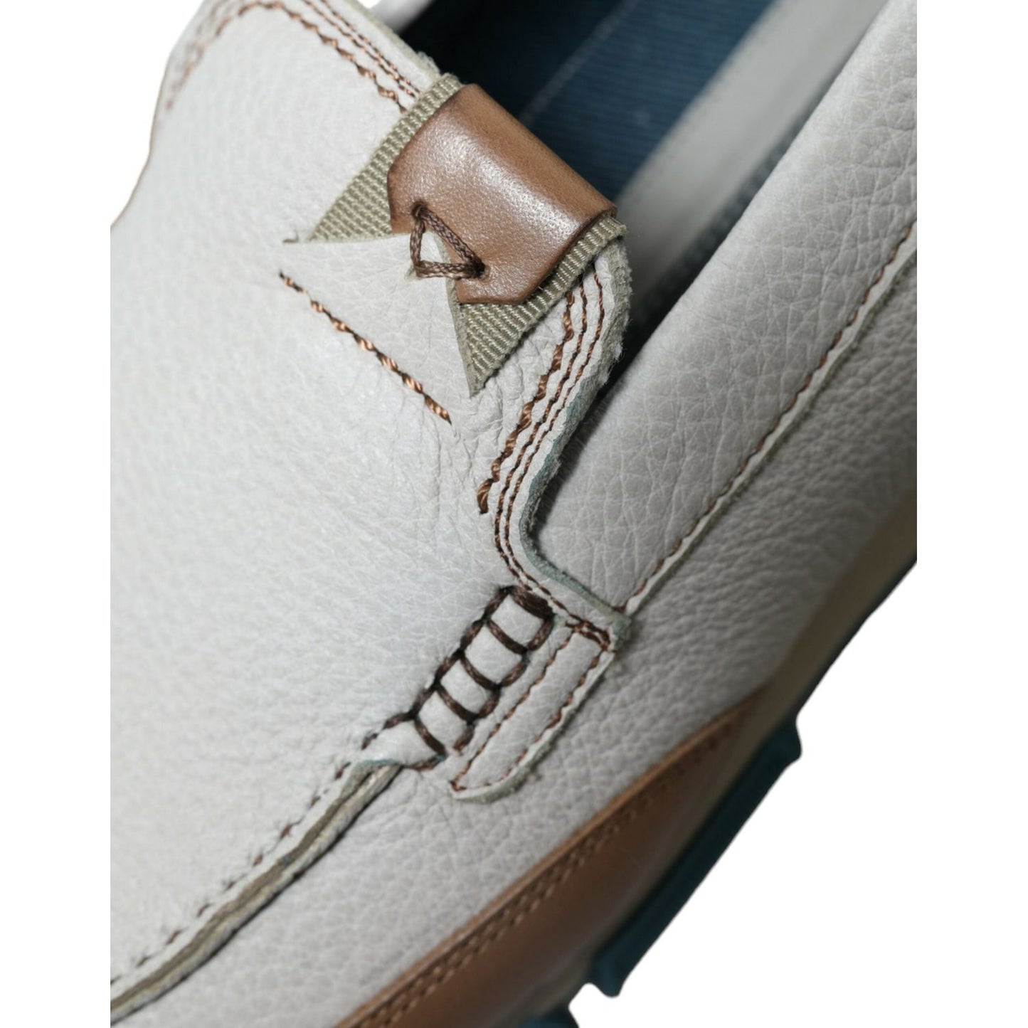 Dolce & Gabbana Elegant White Deerskin Loafers Dolce & Gabbana Gray
