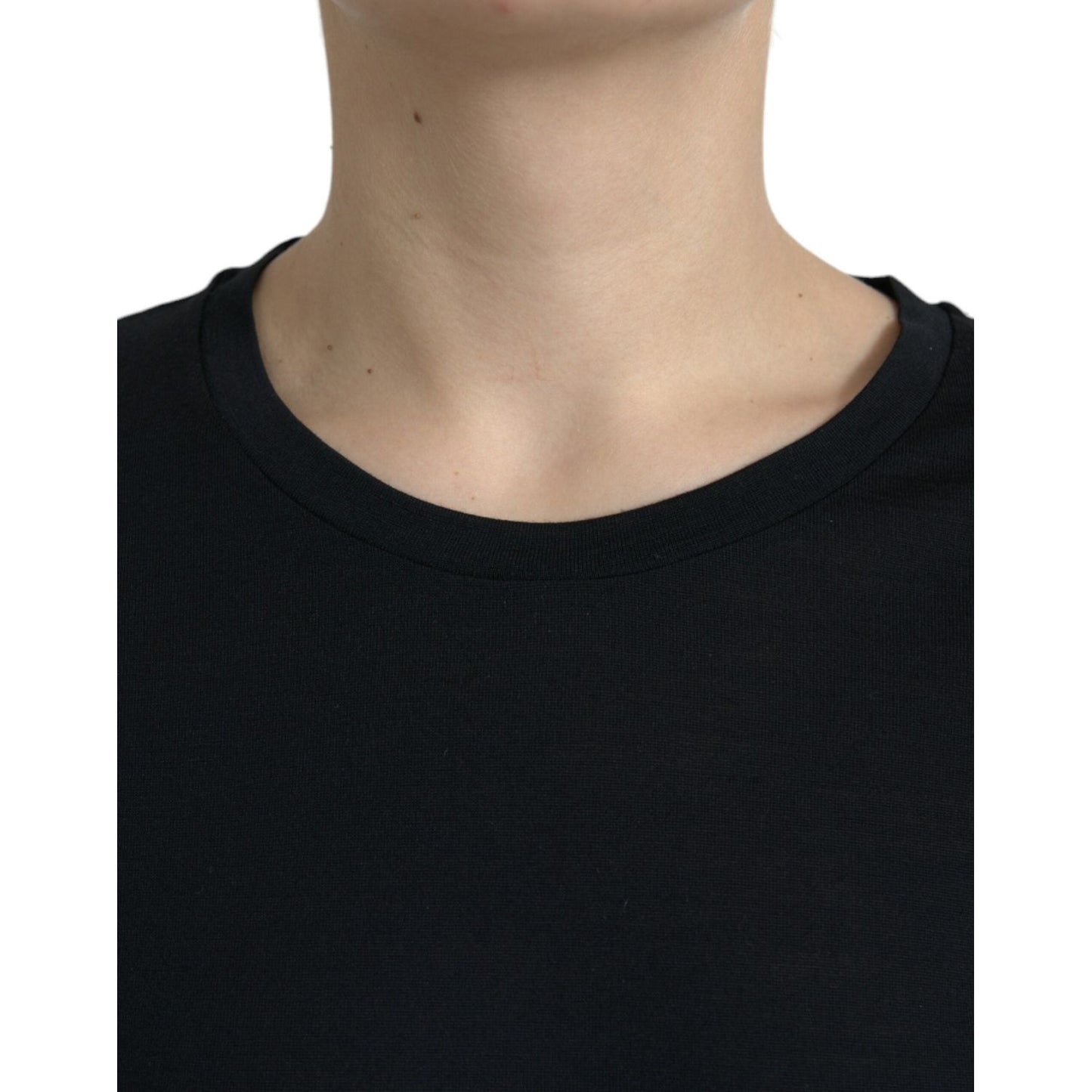 Dolce & Gabbana Elegant Wool Crew Neck Tee Dolce & Gabbana Black