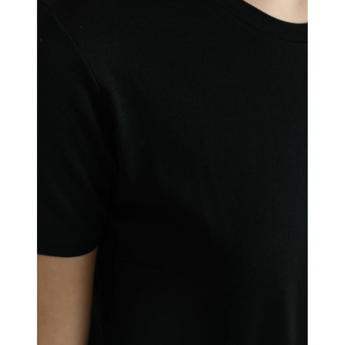 Dolce & Gabbana Elegant Wool Crew Neck Tee Dolce & Gabbana Black