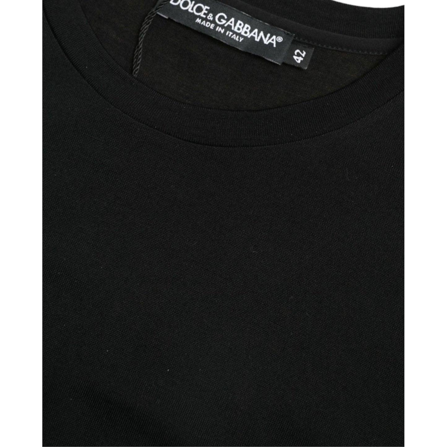 Dolce & Gabbana Elegant Wool Crew Neck Tee Dolce & Gabbana Black