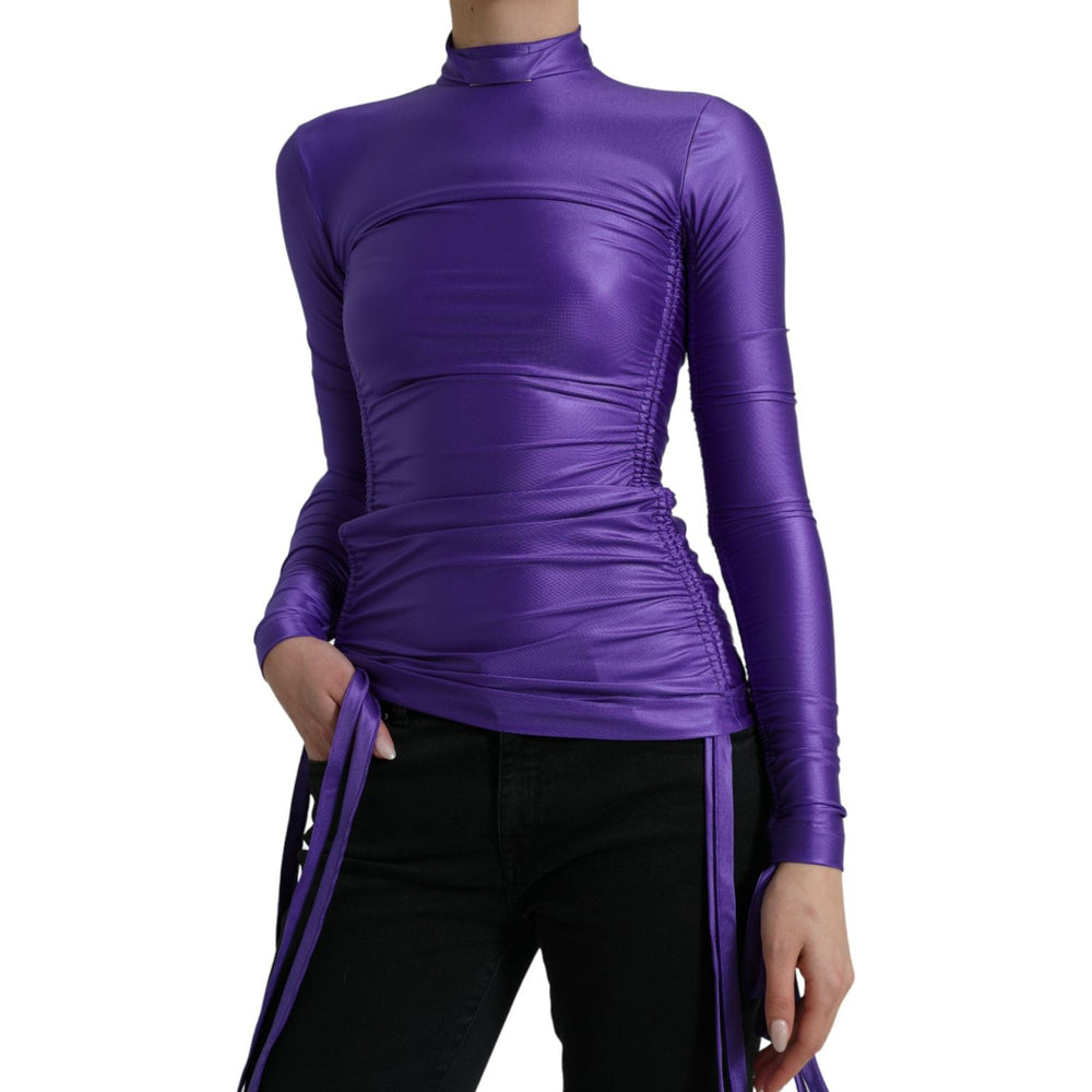 Dolce & Gabbana Purple Nylon Stretch Slim Long Sleeves Top TSH84292-40