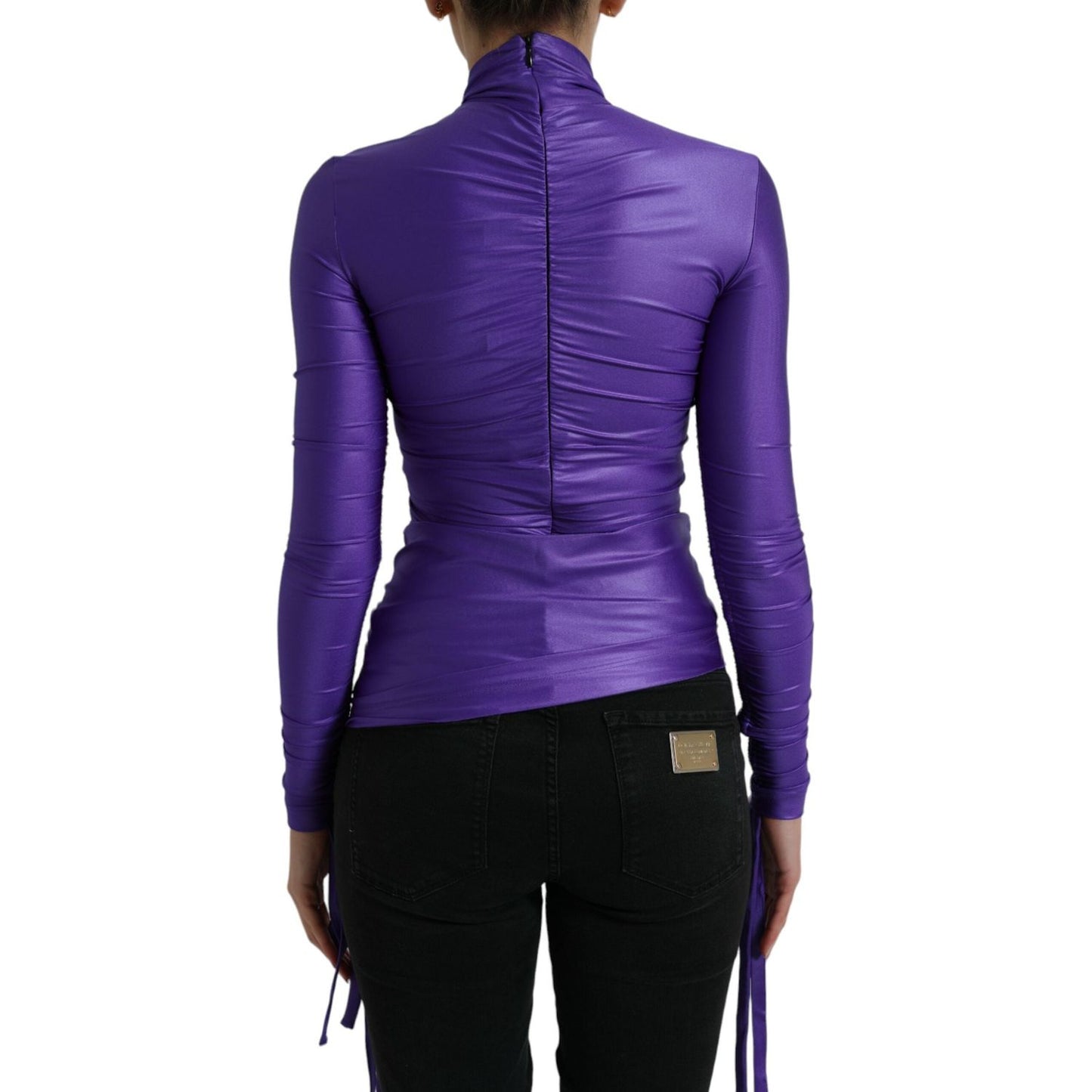 Dolce & Gabbana Purple Nylon Stretch Slim Long Sleeves Top TSH84292-40