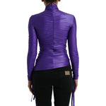 Dolce & Gabbana Purple Nylon Stretch Slim Long Sleeves Top TSH84292-40