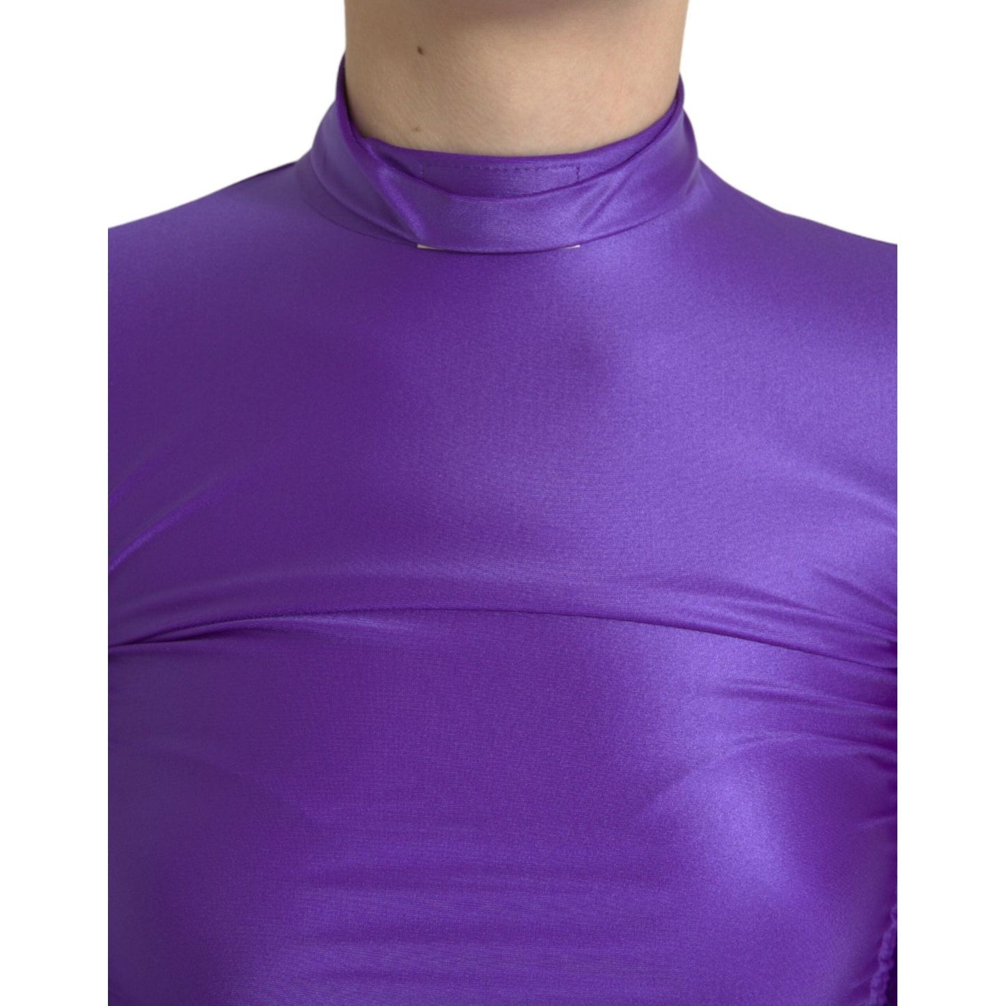 Dolce & Gabbana Purple Nylon Stretch Slim Long Sleeves Top TSH84292-40