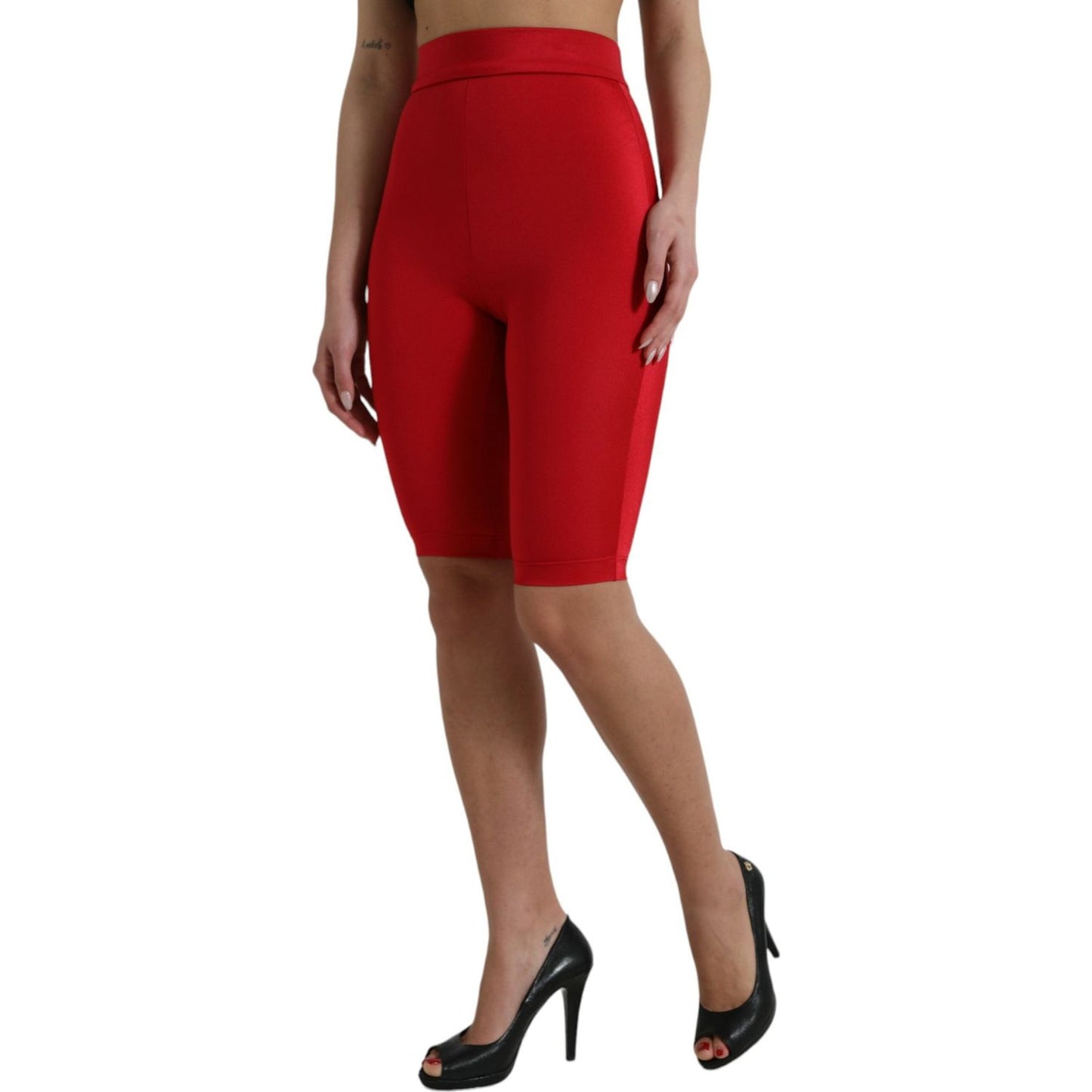 Dolce & Gabbana Chic Red High Waist Leggings Pants Dolce & Gabbana Brown