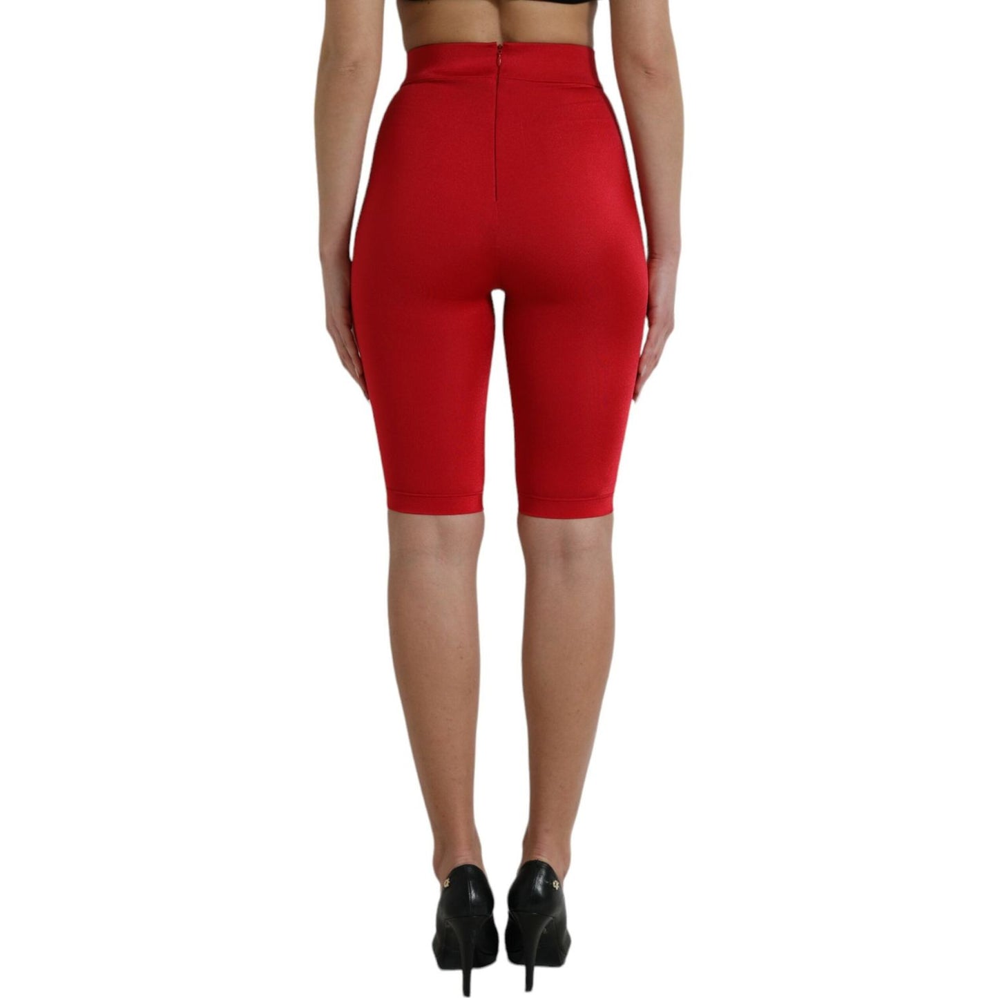 Dolce & Gabbana Chic Red High Waist Leggings Pants Dolce & Gabbana Brown