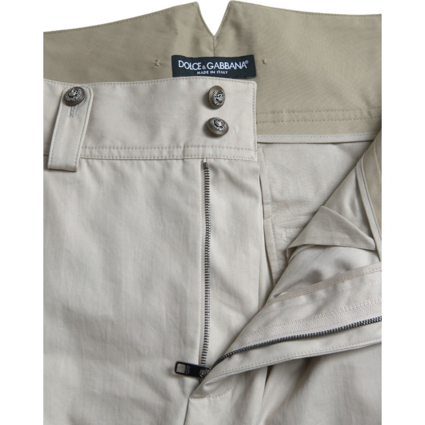 Dolce & Gabbana High-Waisted Tapered Fashion Pants - Beige Dolce & Gabbana Dark Gray
