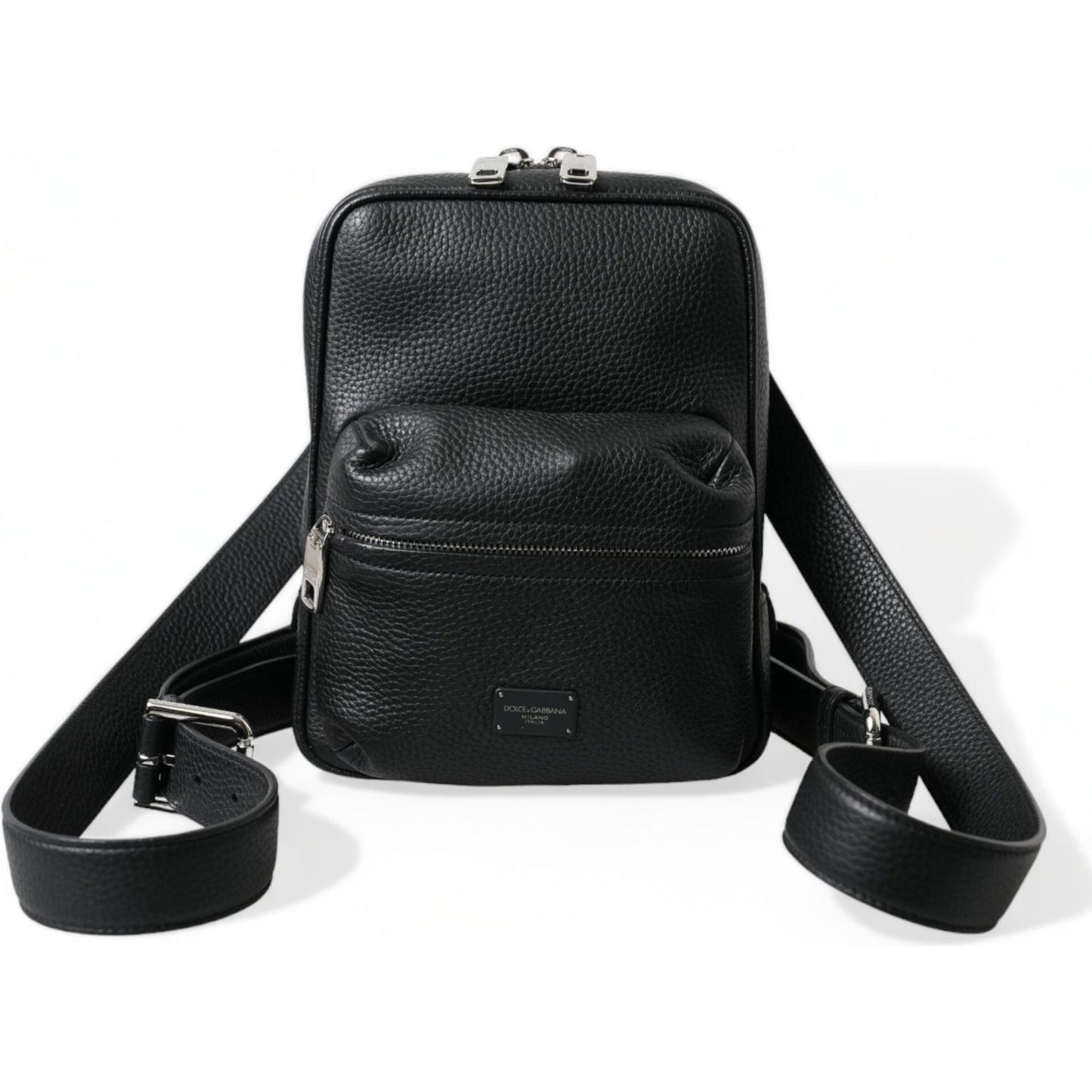 Dolce & Gabbana Chic Black Calf Leather Small Backpack Dolce & Gabbana Dark Slate Gray