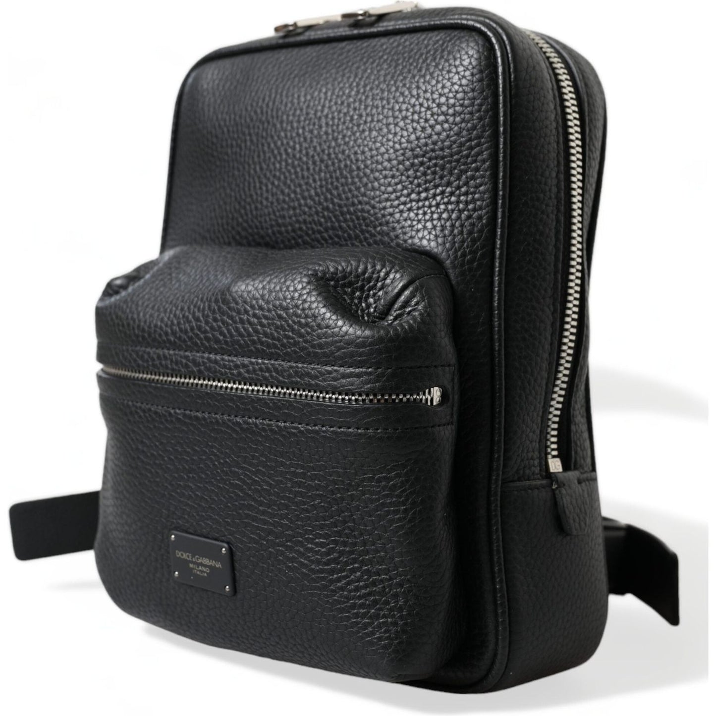 Dolce & Gabbana Chic Black Calf Leather Small Backpack Dolce & Gabbana Dark Slate Gray