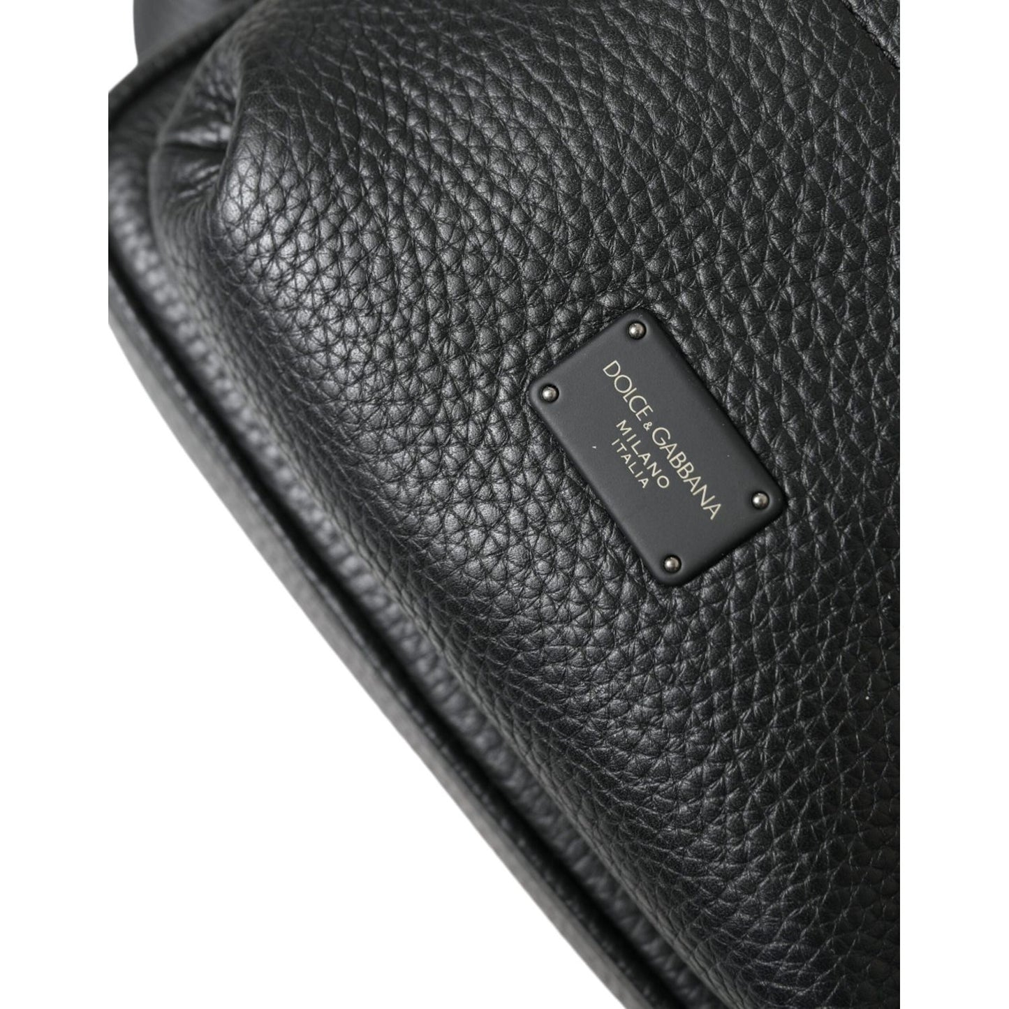 Dolce & Gabbana Chic Black Calf Leather Small Backpack Dolce & Gabbana Dark Slate Gray