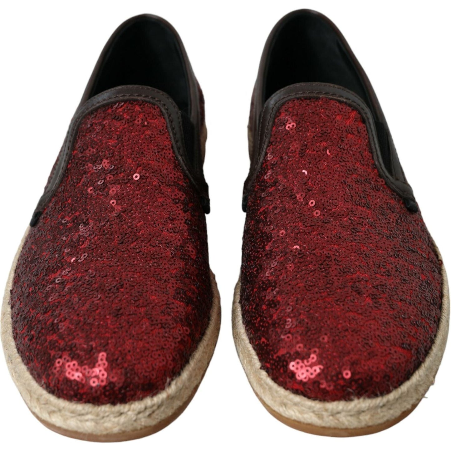 Dolce & Gabbana Red Sequined Leather Loafers Dolce & Gabbana Saddle Brown