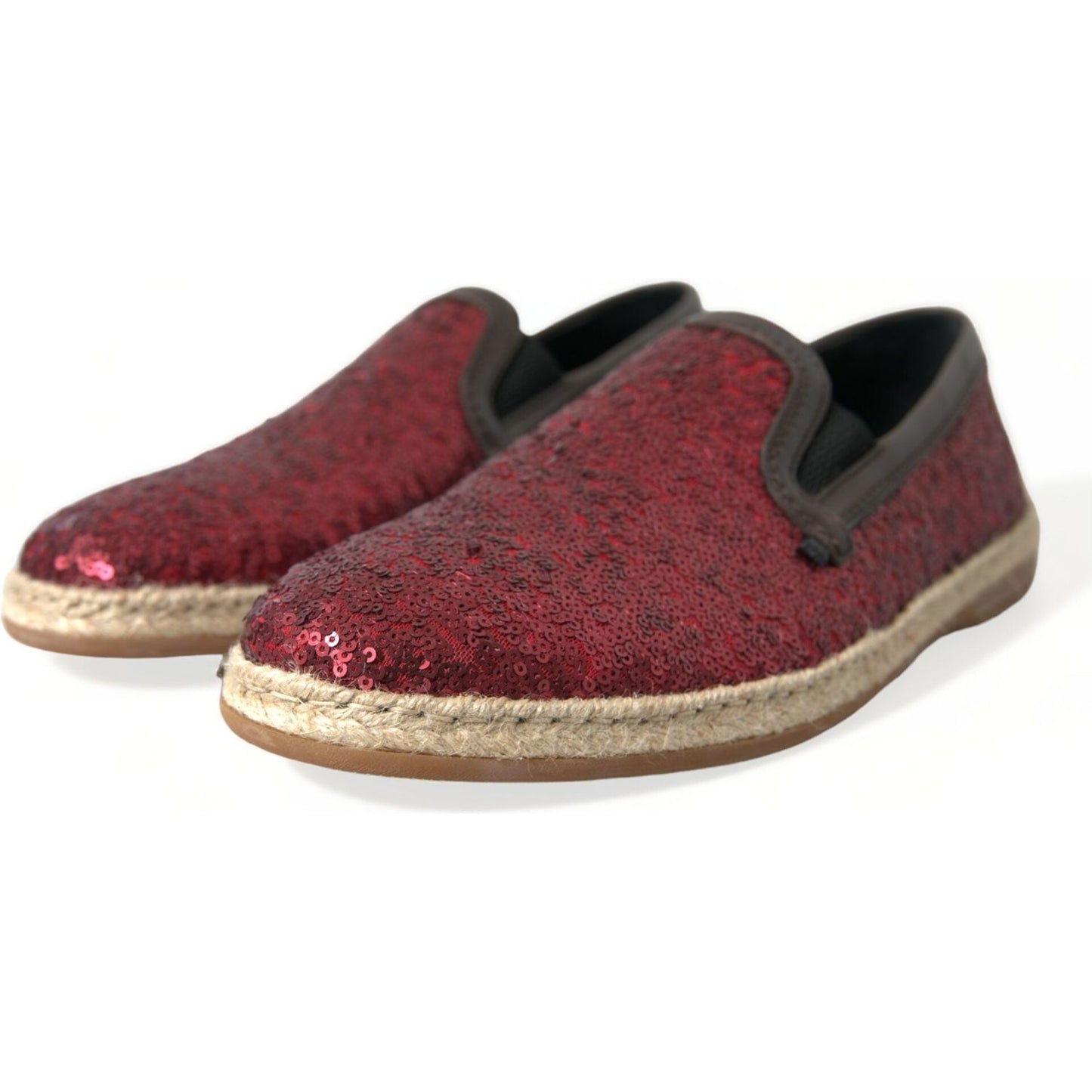 Dolce & Gabbana Red Sequined Leather Loafers Dolce & Gabbana Sienna