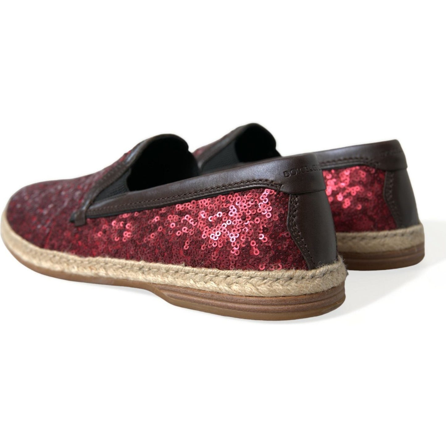 Dolce & Gabbana Red Sequined Leather Loafers Dolce & Gabbana Dark Slate Gray