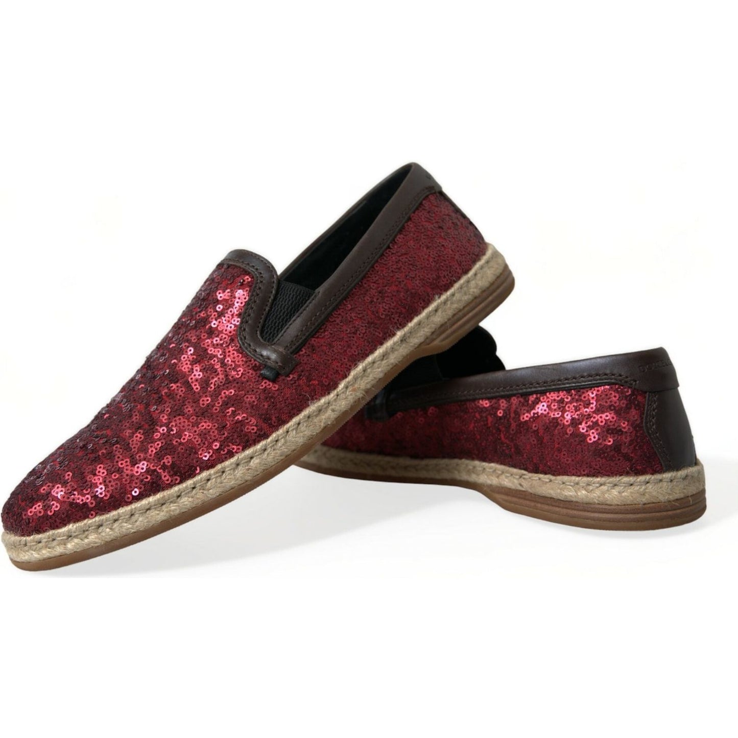 Dolce & Gabbana Red Sequined Leather Loafers Dolce & Gabbana Dark Slate Gray