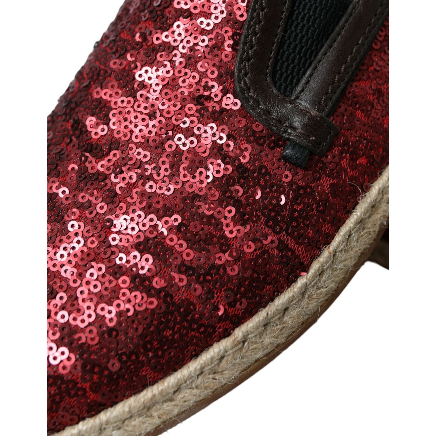 Dolce & Gabbana Red Sequined Leather Loafers Dolce & Gabbana Dark Slate Gray