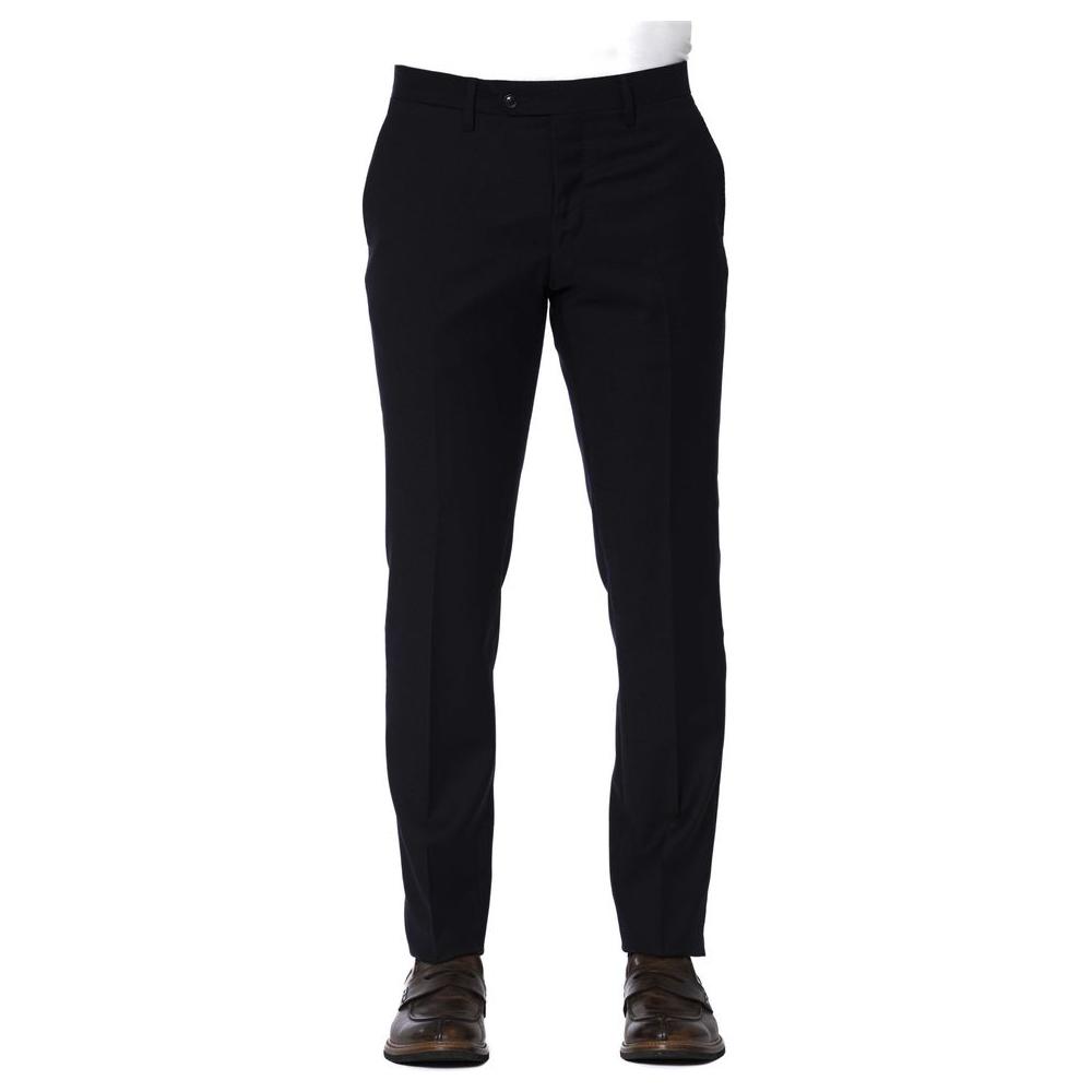 Trussardi Blue Wool Men Trouser Trussardi Black