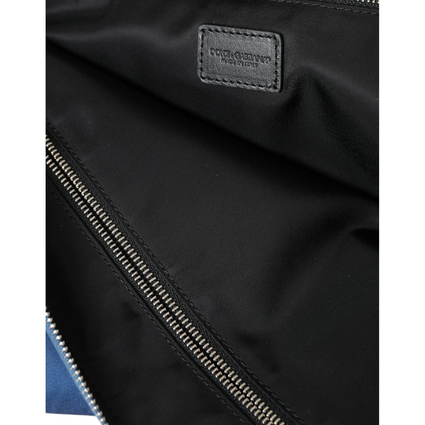 Dolce & Gabbana Elegant Blue Nylon Zipped Clutch Dolce & Gabbana Black