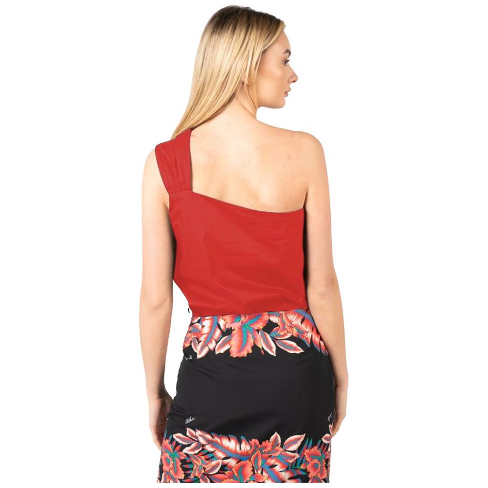 PINKO Chic Asymmetric Cotton Top with Logo Detail PINKO Tan