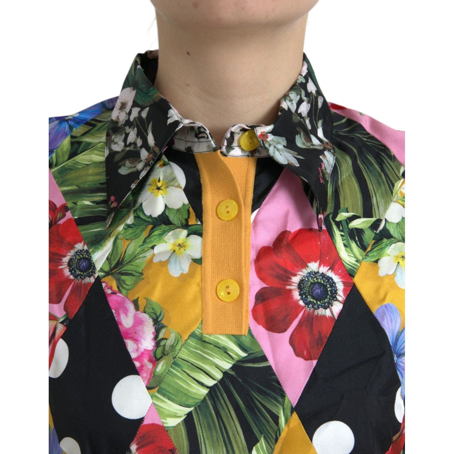 Dolce & Gabbana Multicolor Cashmere-Silk Blend Henley Sweater Dolce & Gabbana Dim Gray