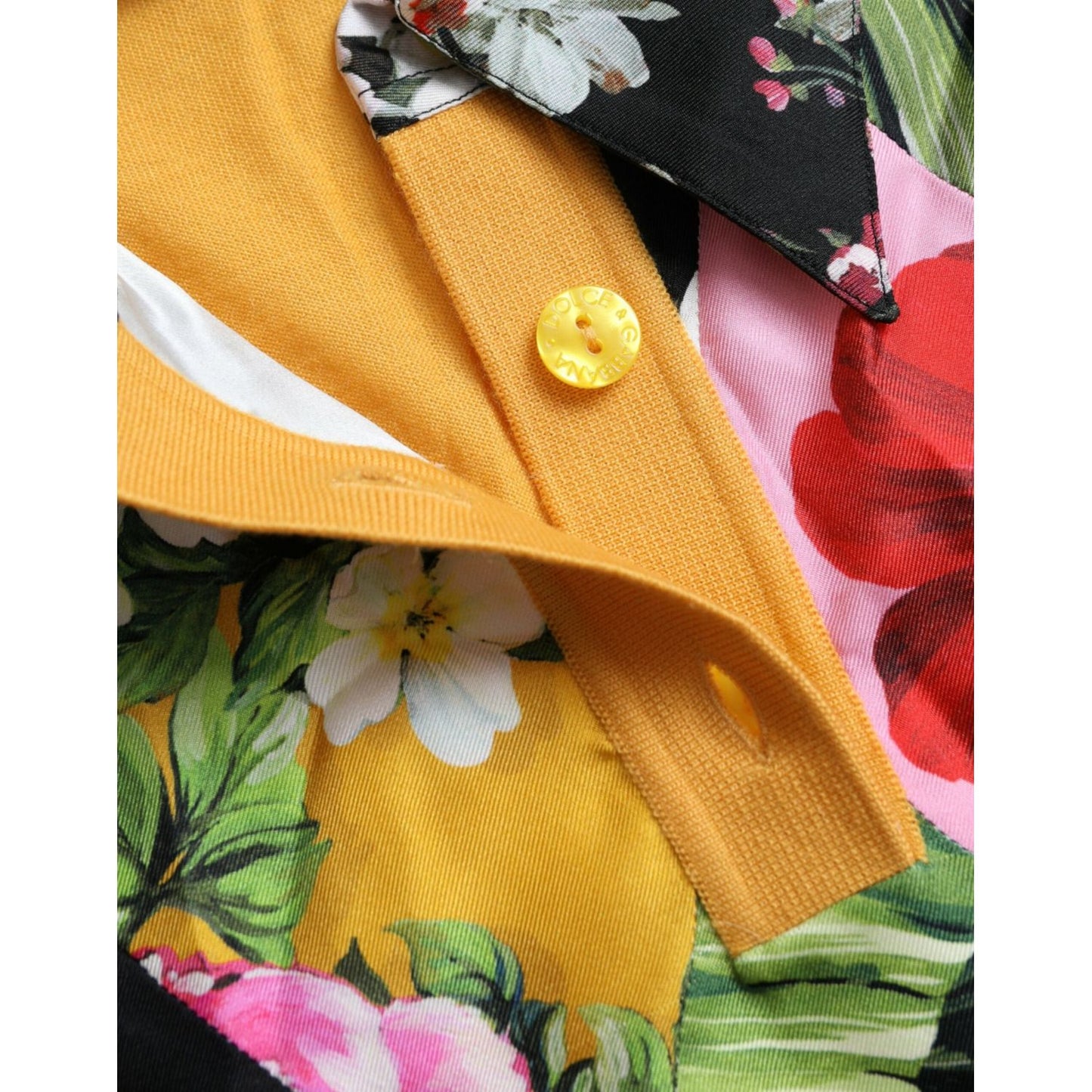 Dolce & Gabbana Multicolor Cashmere-Silk Blend Henley Sweater Dolce & Gabbana Goldenrod