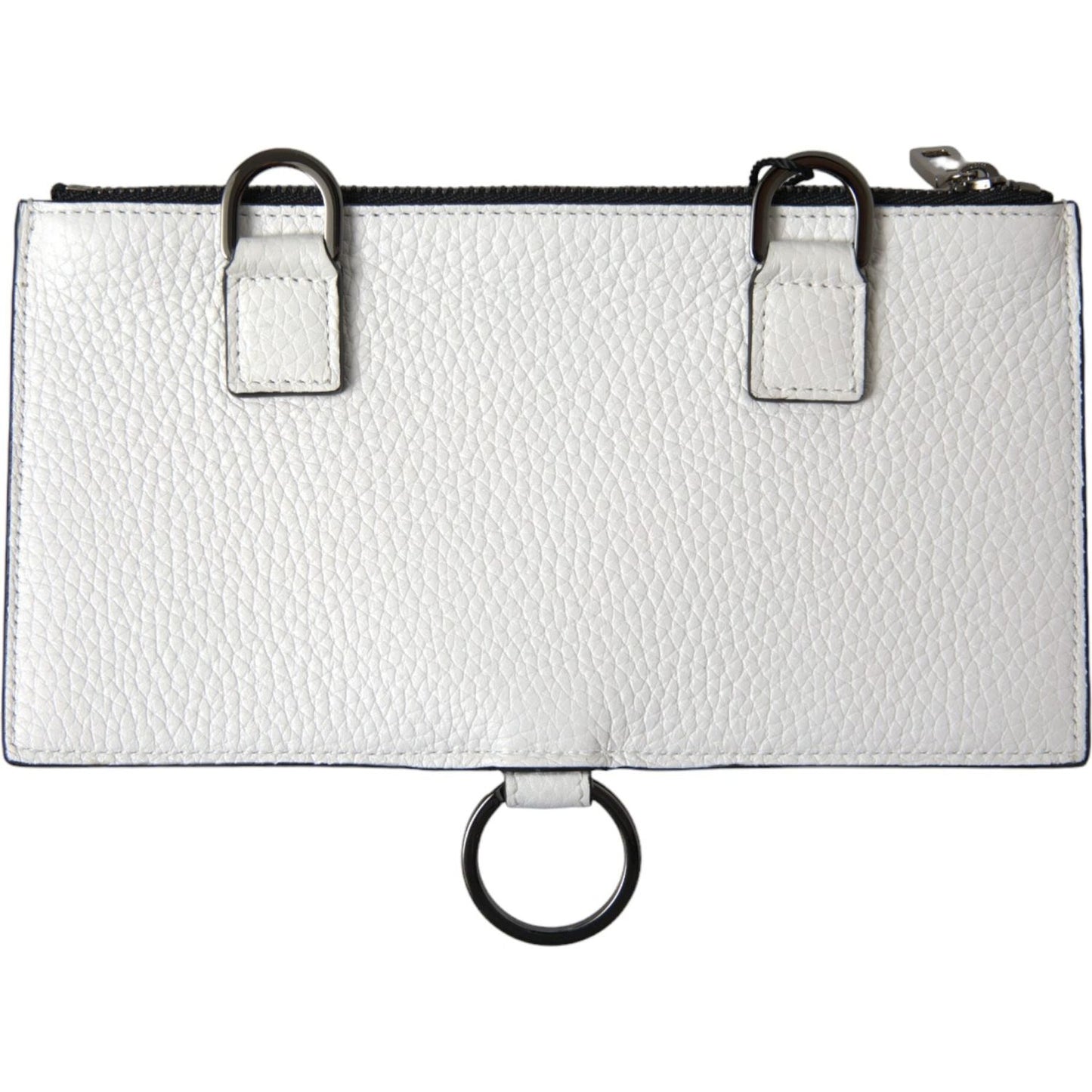 Dolce & Gabbana Elegant White Leather Crossbody Cardholder Dolce & Gabbana Light Gray