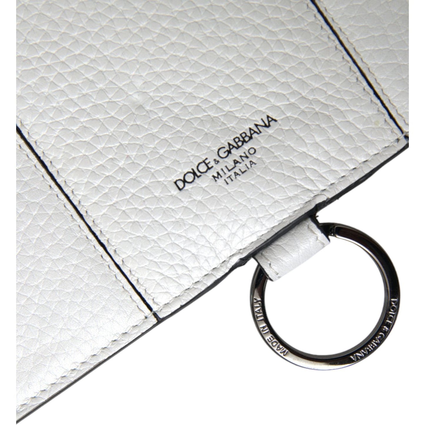 Dolce & Gabbana Elegant White Leather Crossbody Cardholder Dolce & Gabbana Light Gray