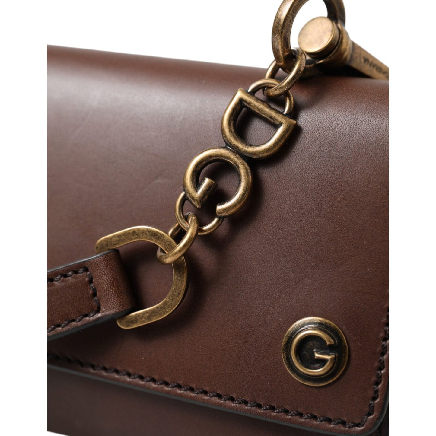 Dolce & Gabbana Elegant Leather Shoulder Bag in Rich Brown Dolce & Gabbana Dark Slate Gray