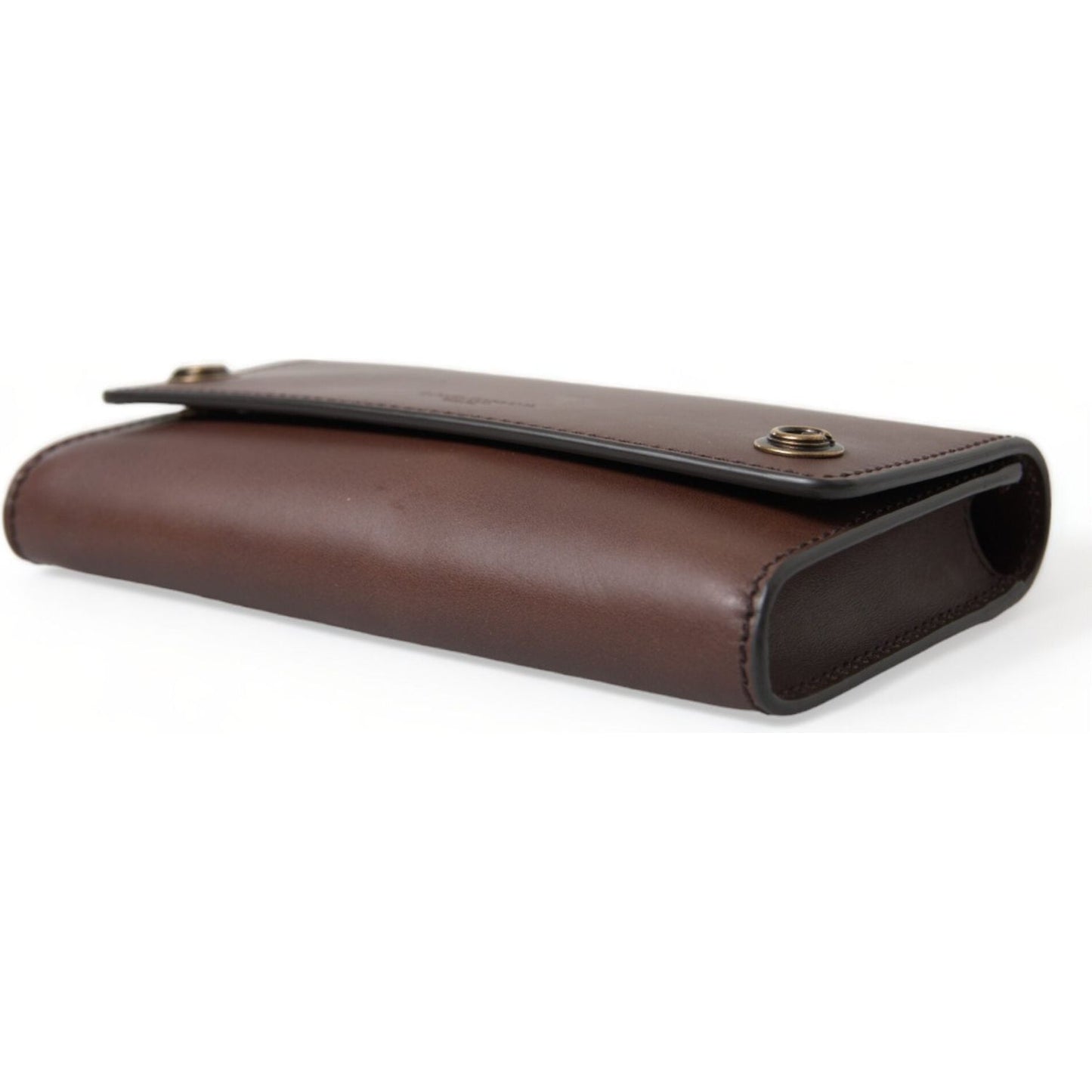 Dolce & Gabbana Elegant Leather Shoulder Bag in Rich Brown Dolce & Gabbana Dim Gray